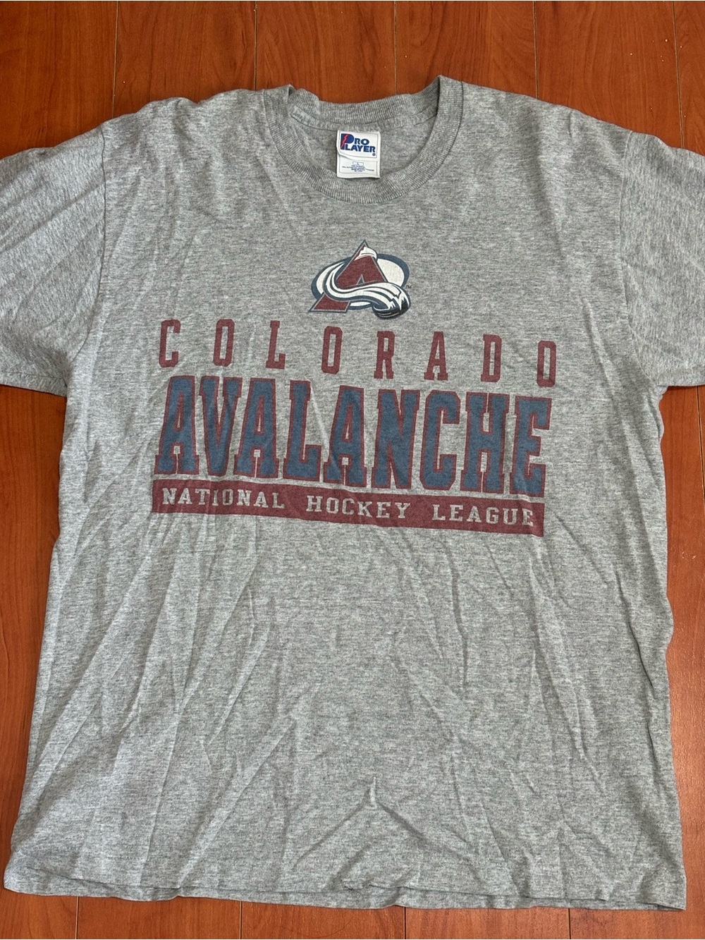Vintage 90’s Pro Player Colorado Avalanche Gray Graphic Tee Single Stitch Large